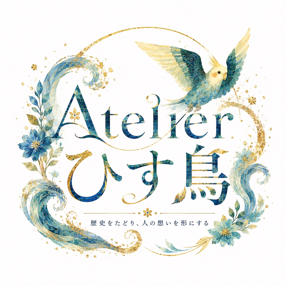 Atelierひす鳥ロゴ — 歴史をたどり、人の想いを形にする